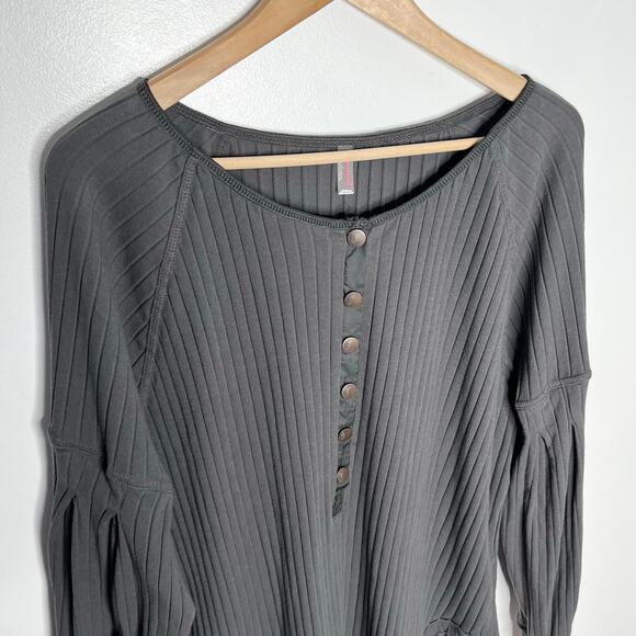 Free People Movement Bella Layer Long Sleeve Top Womens Large Gray Cotton Boho - Picture 5 of 10